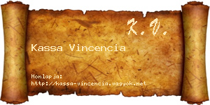 Kassa Vincencia névjegykártya